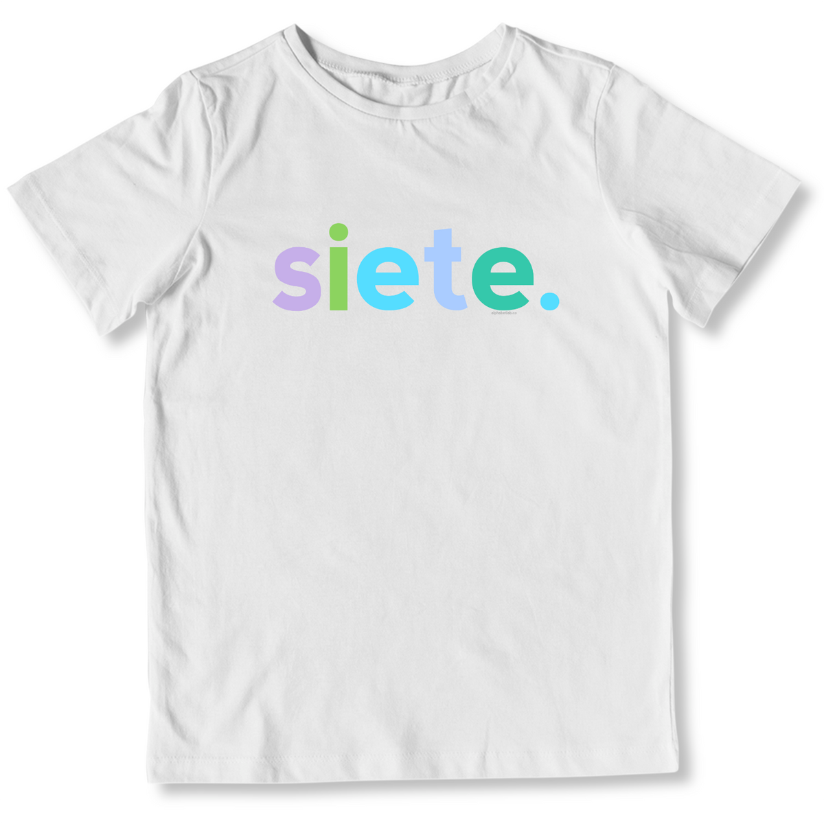 Girls 7th Birthday Shirt Siete Spanish – Alternate