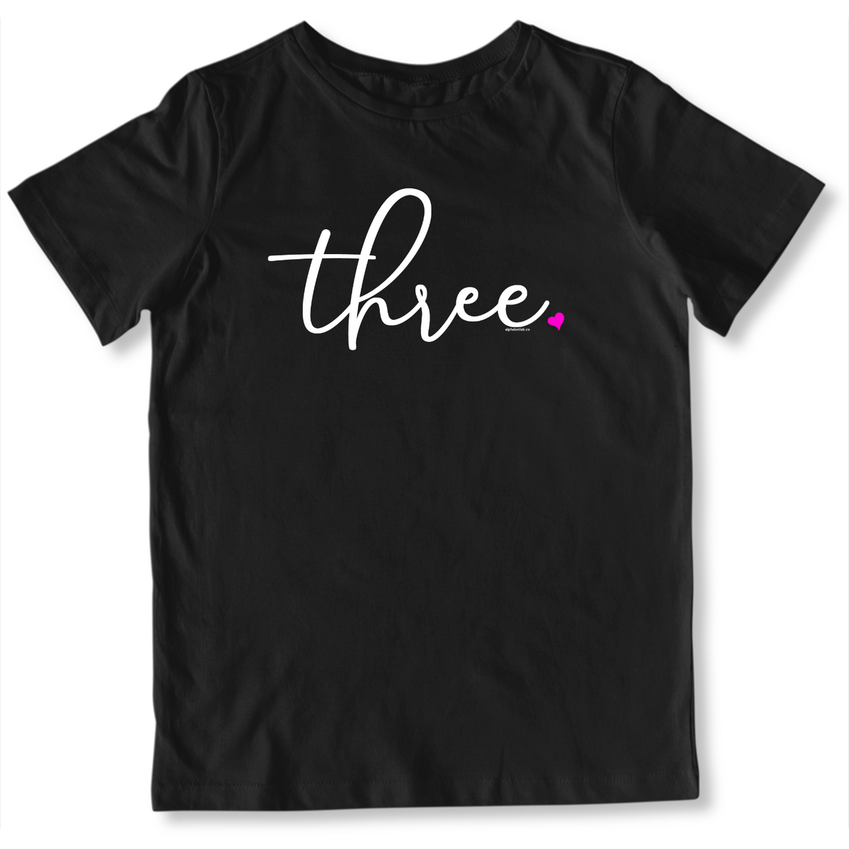 Girls 3rd Birthday Shirt Three - Fine Script