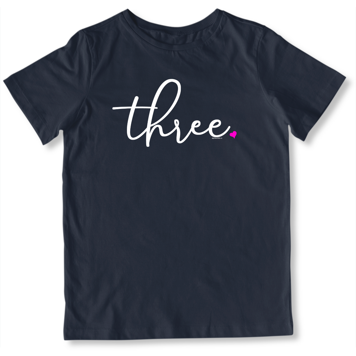 Girls 3rd Birthday Shirt Three - Fine Script