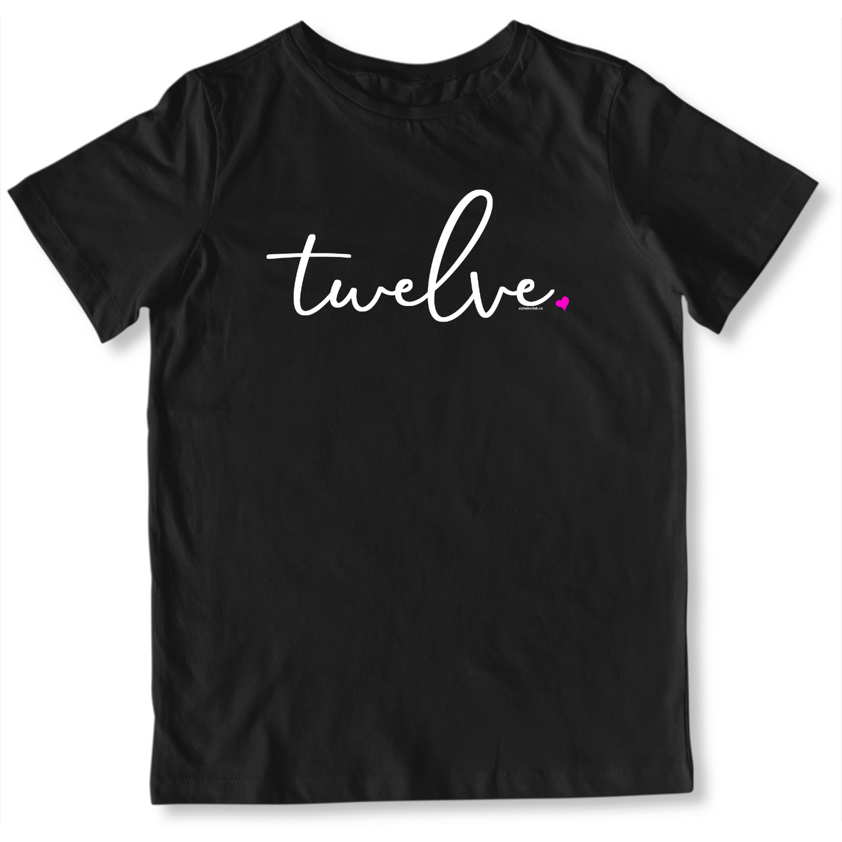 Girls 12th Birthday Shirt Twelve - Fine Script
