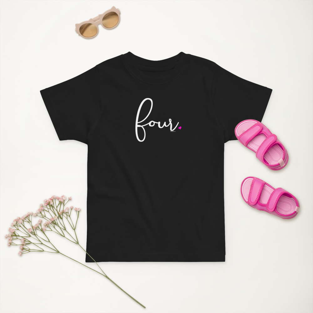 Girls 4th Birthday Shirt Four - Fine Script