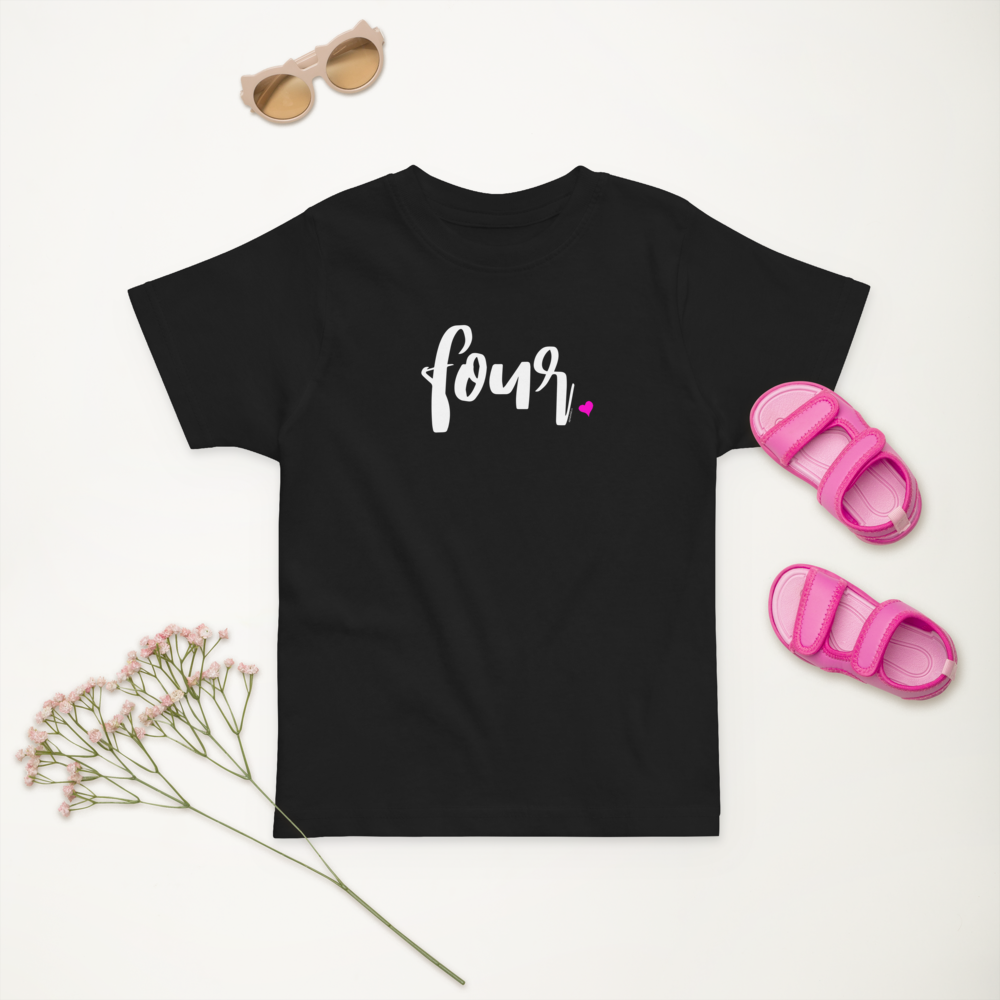 Girls 4th Birthday Shirt Four - Script