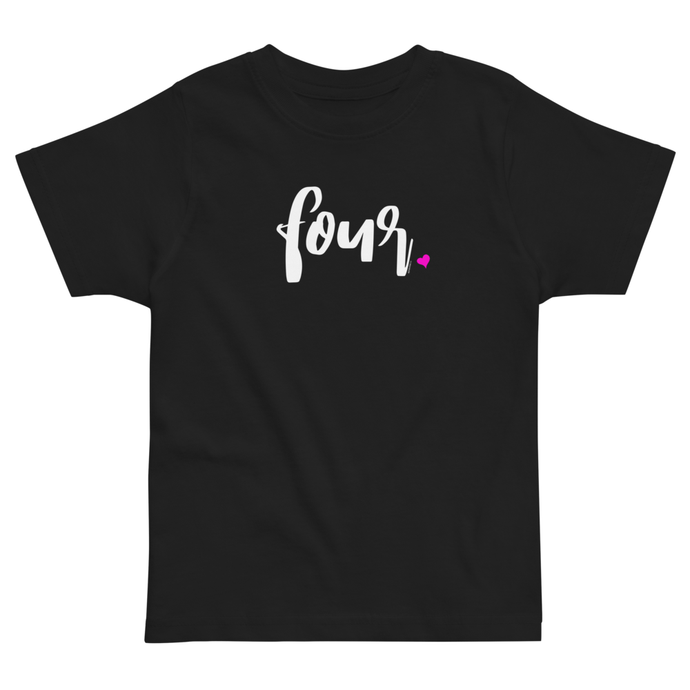 Girls 4th Birthday Shirt Four - Script