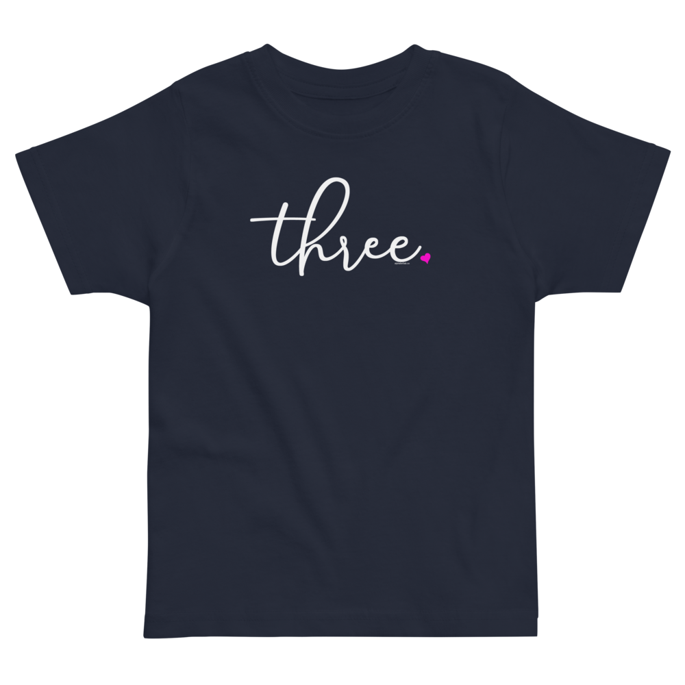 Girls 3rd Birthday Shirt Three - Fine Script