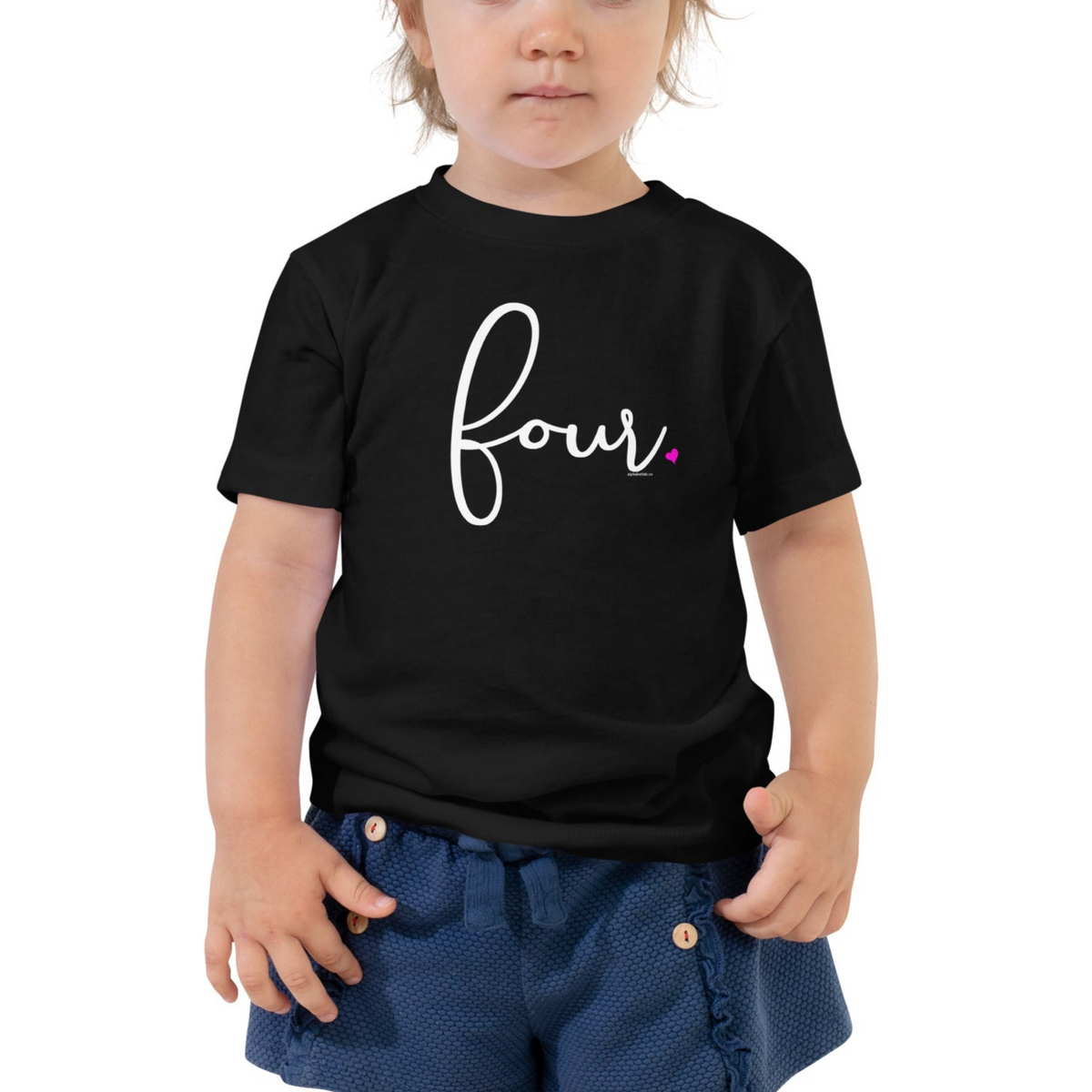 Girls 4th Birthday Shirt Four - Fine Script