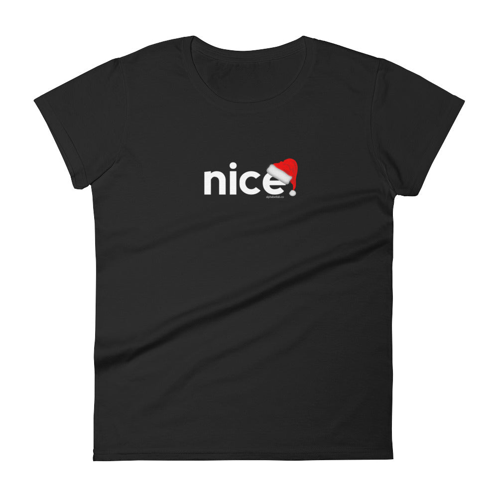 Nice Naughty Christmas T-Shirt for Women White