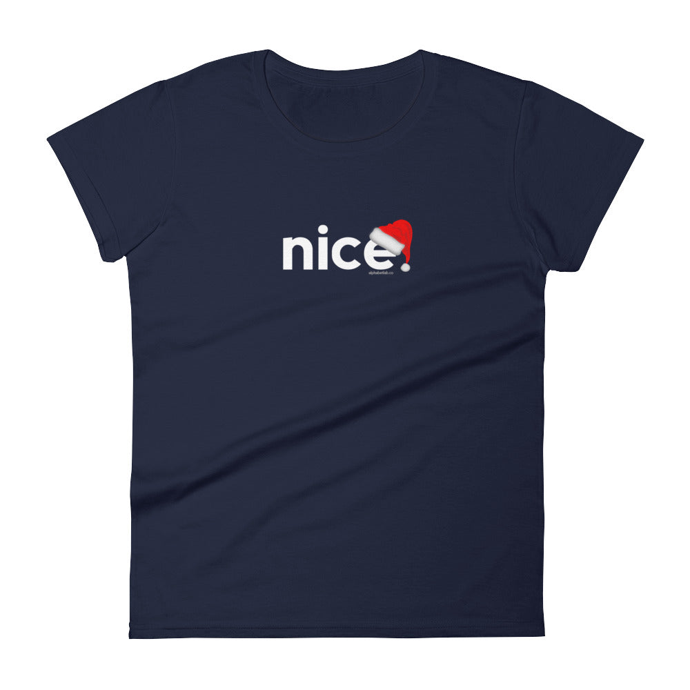 Nice Naughty Christmas T-Shirt for Women White