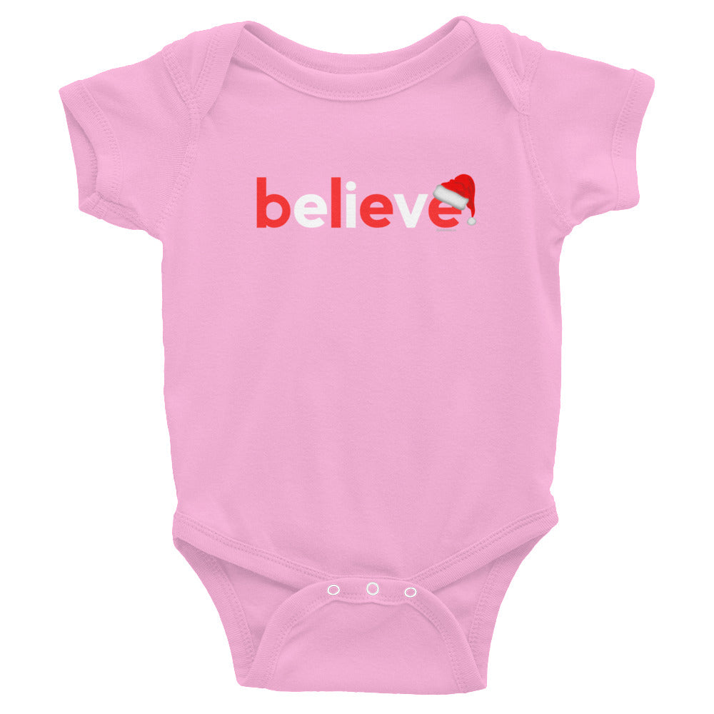 Believe Christmas Infant Shirt Bodysuit White Red