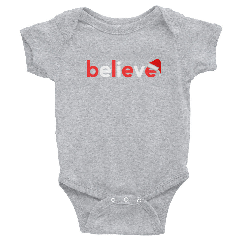 Believe Christmas Infant Shirt Bodysuit White Red