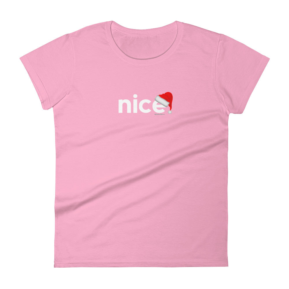 Nice Naughty Christmas T-Shirt for Women White