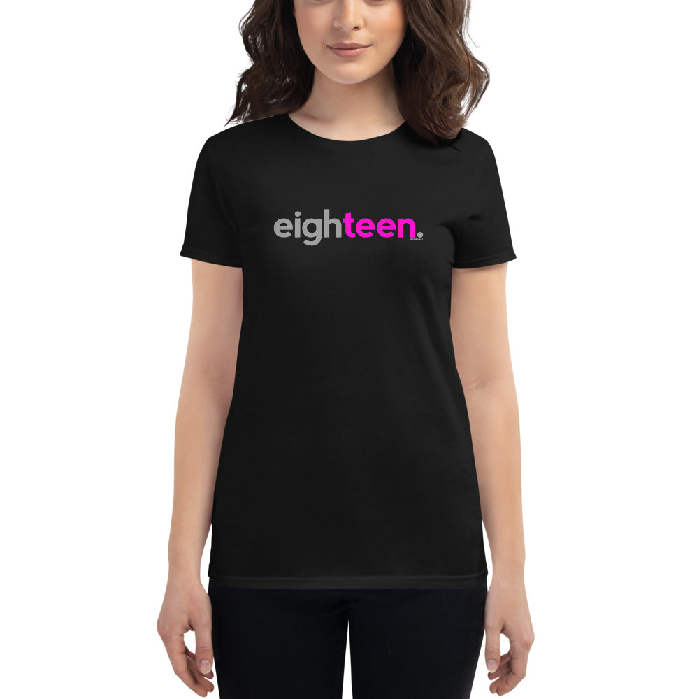 Womens 18th Birthday T-Shirt Eighteen - Original Pink
