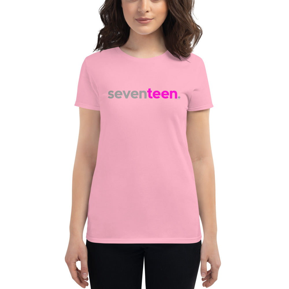 Teen Girls 17th Birthday T-Shirt Seventeen - Original Pink