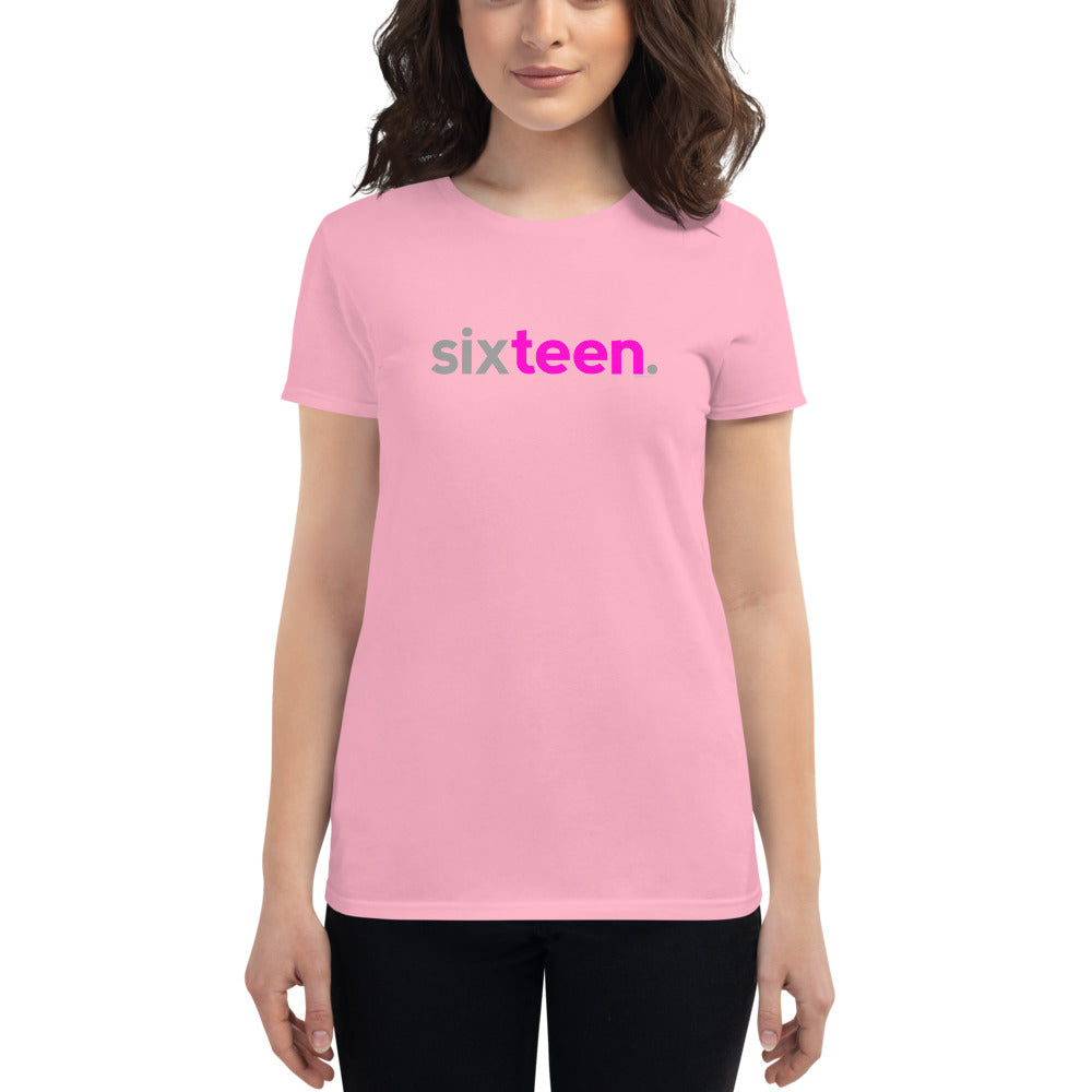 Teen Girls 16th Birthday T-Shirt Sixteen - Original Pink