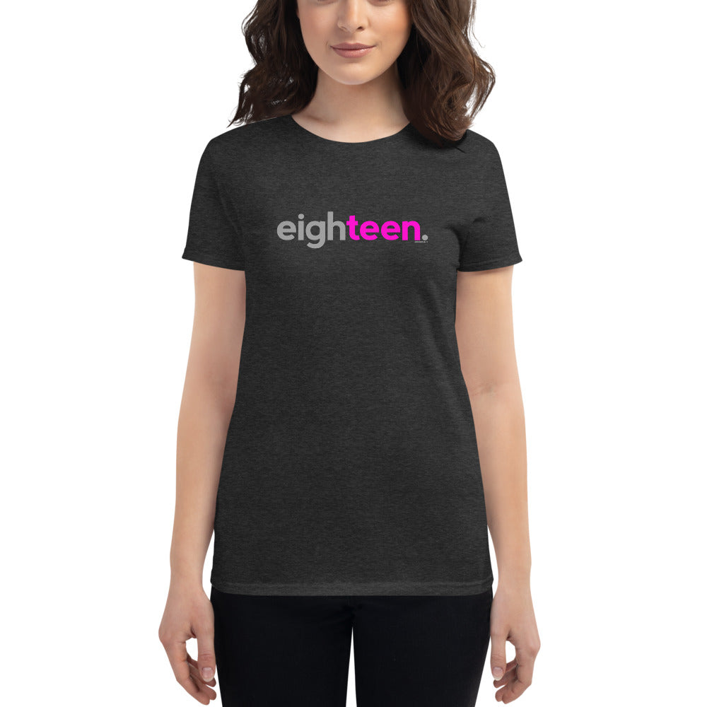 Womens 18th Birthday T-Shirt Eighteen - Original Pink