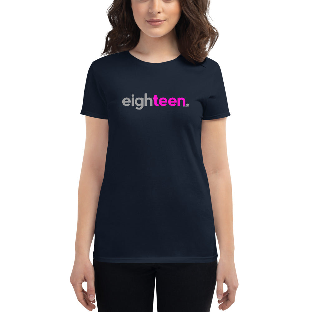 Womens 18th Birthday T-Shirt Eighteen - Original Pink