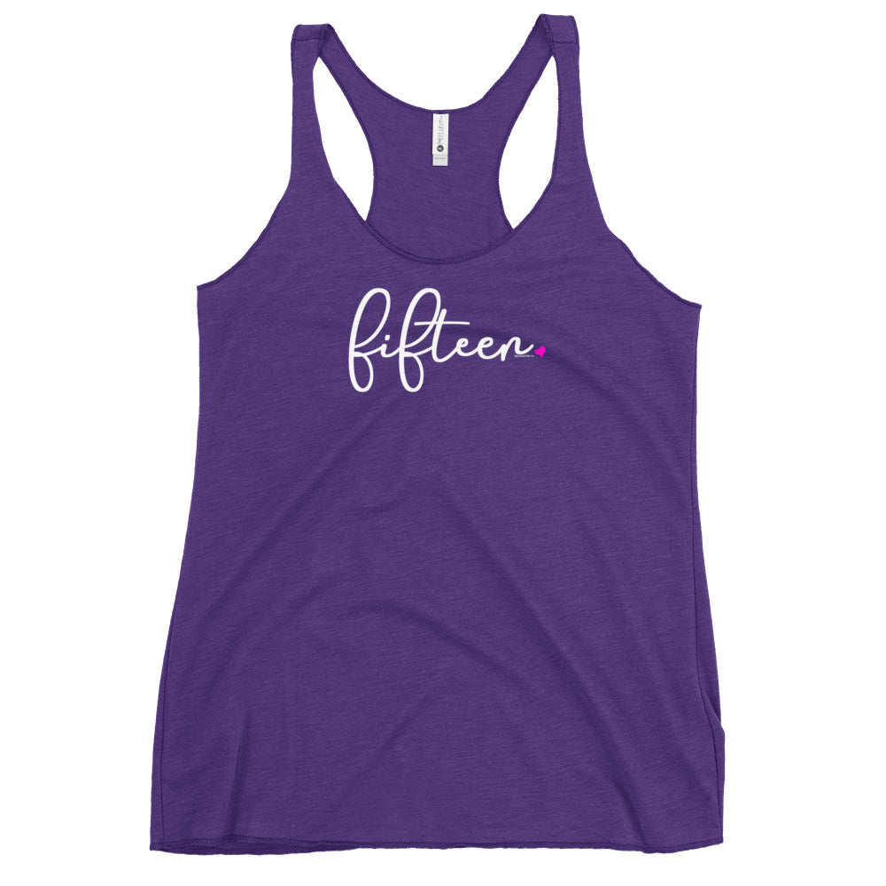 Teen Girls 15th Birthday Racerback Tank Top - Script
