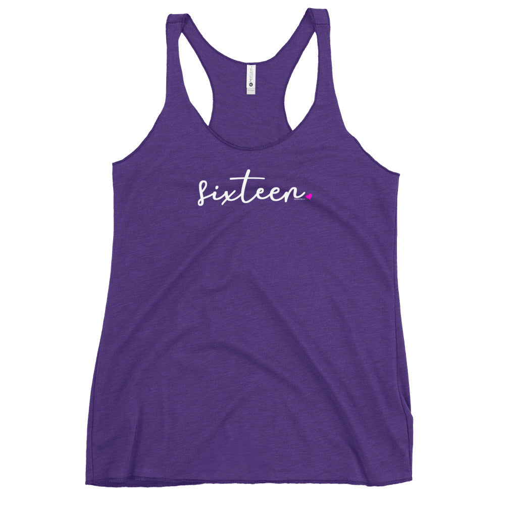Teen Girls 16th Birthday Racerback Tank Top - Script