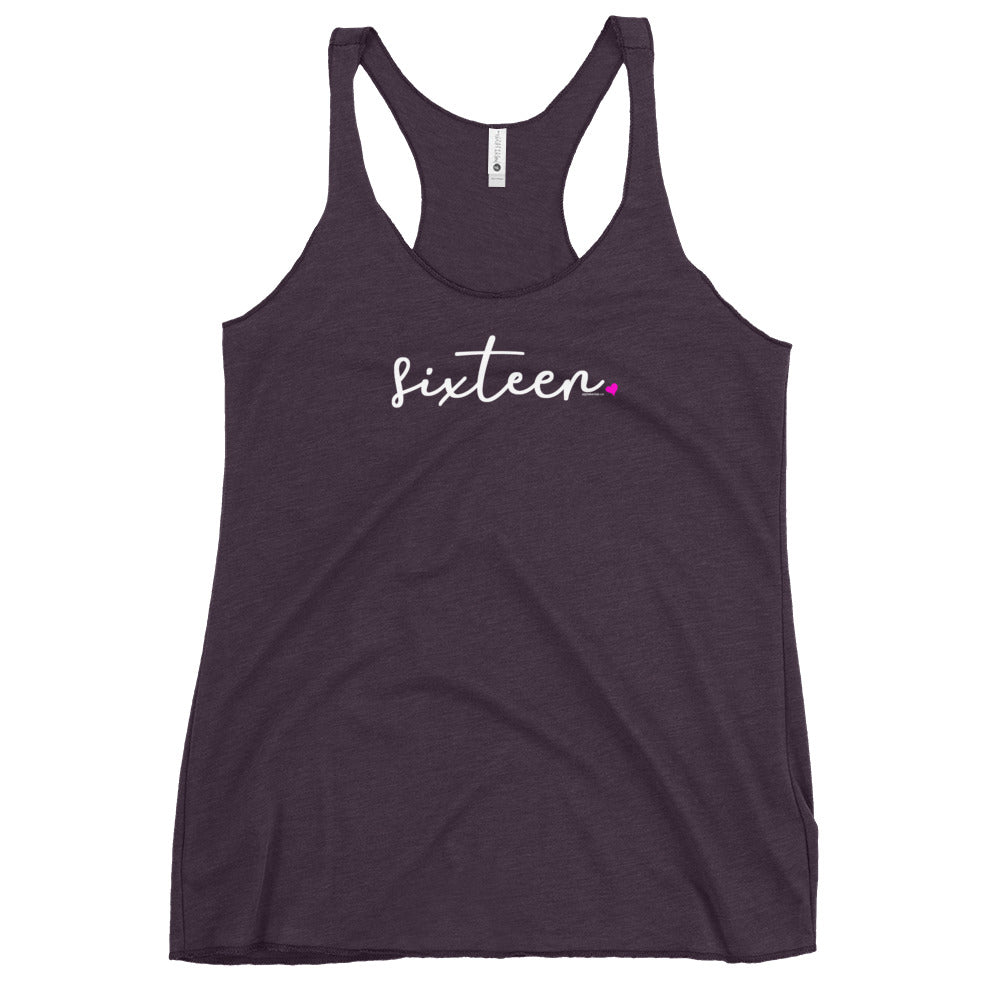 Teen Girls 16th Birthday Racerback Tank Top - Script
