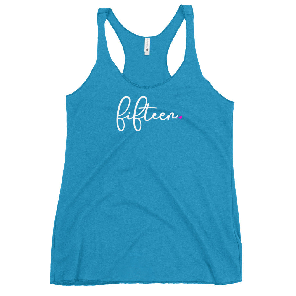 Teen Girls 15th Birthday Racerback Tank Top - Script
